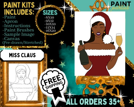 Paint & Sip/ Pre Drawn/ DIY Paint Party/canvas/painting/adult Painting/craft  Kit/diy Gift/party Kit/birthday/mini Kit/female 