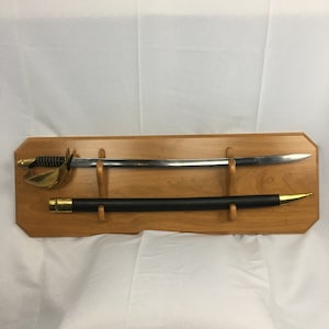 36&quot; Military Sword Holder Display...Solid Mahogany and Cherry Hardwoods. We include a complimentary engraving plate with each order.