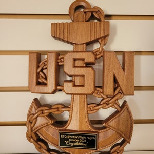 9&quot; Navy Chief Anchor Solid Mahogany or Cherry Wood ( E-7 , E-8 , E-9 )