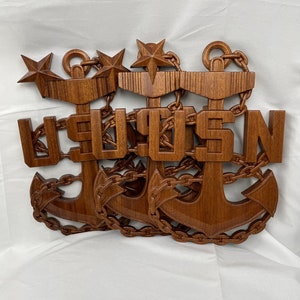 16&quot; Navy Chief Anchor Solid Wood ( E-7 , E-8 , E-9 )