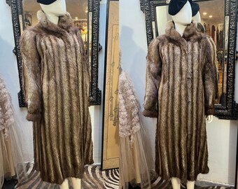 Vintage Full Length Russell Taylor Signature Faux Fur Coat, Small