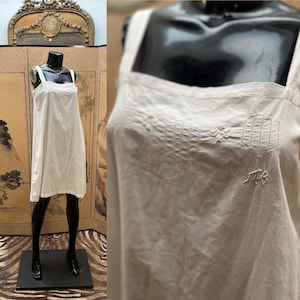 Monogrammed Cotton White Slip Dress