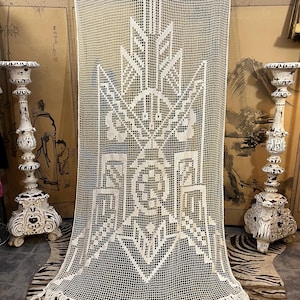 French Crochet Lace Door Curtain, 20th Century