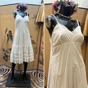 Vintage Cotton Dress with Lace Petticoat Trim