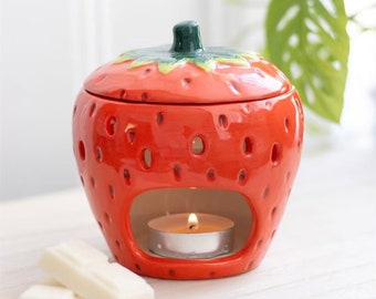 Red Strawberry Burner - Strawberry Oil Burner - Wax Melt Burner - Candle Warmer - Fruit - Red Decor - Home Fragrance - Gifts for Her