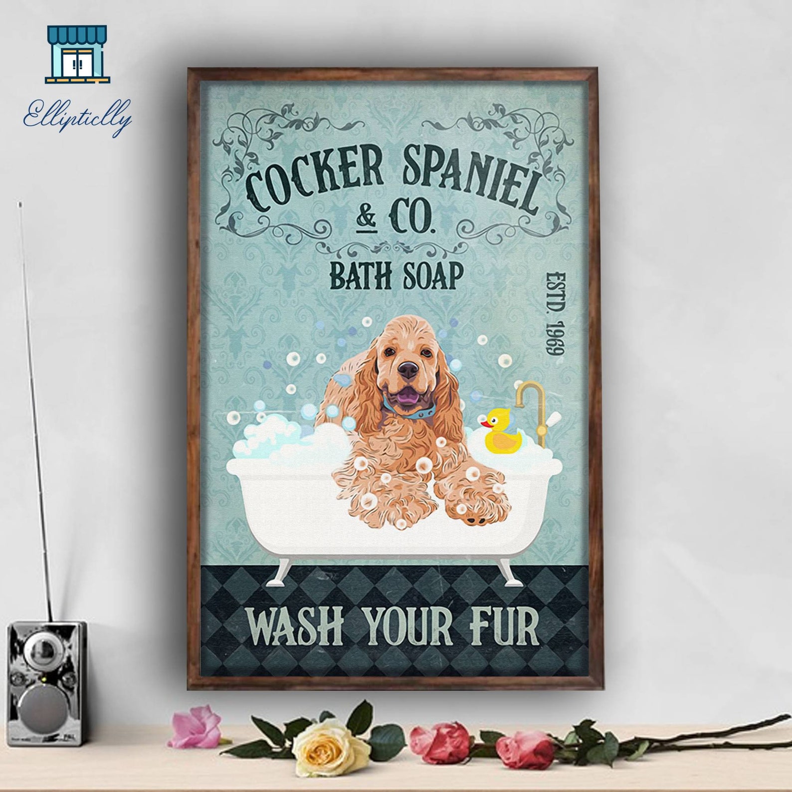 Cocker Spaniel Co Bath Soap Wash Your Fur Poster Dog Lovers Etsy
