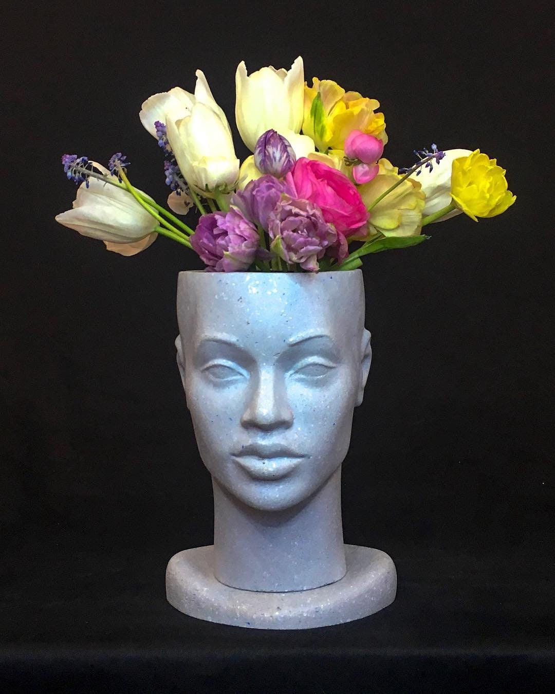 Woman Head Vase Lady Girl Statue Flower Pot Pottery Etsy