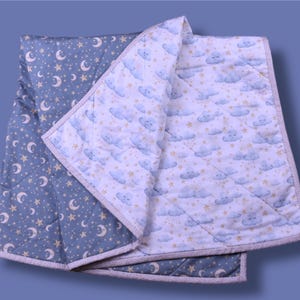 Sweet Dreams Moon, Stars, Clouds Baby Quilt, Gift for Baby, Gift for Mom