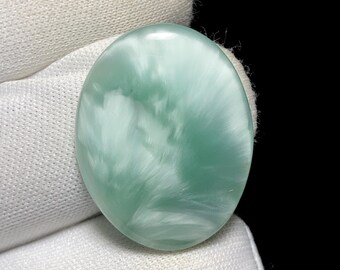 Angel Green Chatoyant Hemimorphite Cabochon, Natural Green Gemstone , 22.5ct, 29 x 22 x 5MM, Loose stone For Jewelry.