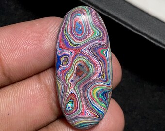 Top Grade Fordite Oval Cabochon, Beautiful Designer Stone, 31 x 20 x 6mm, 15.10 ct, Multi Colour Fordite Gemstone Loose Stone