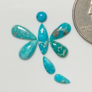 Natural white water turquoise Dragonfly Cabochon Suite, white water turquoise gemstone layout, craft & jewelry making supplies.