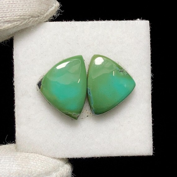Stunning Piece Of  Hubei Turquoise Matched Pair Cabochon, 12 x 9 x 3MM, 4.6 ct , Gemstone Highlight Natural Beauty Of Stone Loose Gemstone