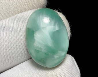 Cabujón de hemimorfita chatoyant verde ángel, piedra preciosa verde natural, 31,6 ct, 25 x 19 x 8 MM, piedra suelta para joyería.