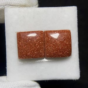 Alluring Golden Sand Stone Pair Cabochon With Metallic Copper, 10 x 10 x 4MM, 6.7ct,  Stone Highlight The Inherent Pattern & Texture.