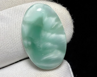 Angel Green Chatoyant Hemimorphite Cabochon, Natural Green Gemstone , 19.2ct, 27 x 18 x 5MM, Loose stone For Jewelry.