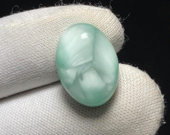 Cabujón de hemimorfita chatoyant verde ángel, piedra preciosa verde natural, 13,1 ct, 18 x 13 x 7 MM, piedra suelta para joyería.