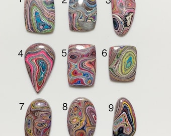 AAA Quality Fordite Gemstone Cab ,  Vibrant Psychedelic Crafting Stone ,  Authentic Dendroite Agate Cabochon ,  Custom Ring Supply Material