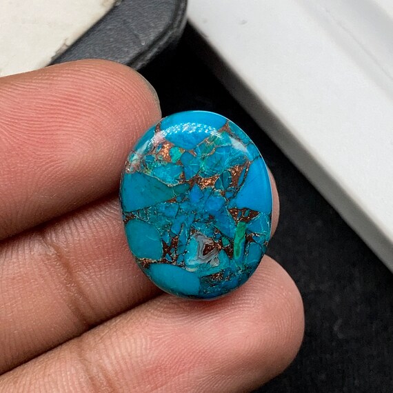 Chrysocolla Mohave Turquoise Oval Cabochon, Natural Crysocolla 