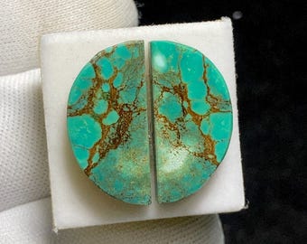 Stunning Piece Of  Hubei Turquoise Matched Pair Cabochon, 22 x 10 x 4MM, 18.3 ct , Gemstone Highlight Natural Beauty Of Stone Loose Gemstone