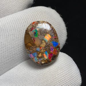 Exquisite Ammolite Cabochon, Rare And Vibrant Gemstone, 16 x 12 x 4MM, 5.4ct,  Opal Like Play Of Color This Is Unique Stone.