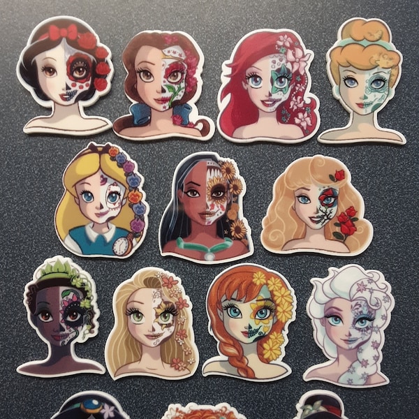 Princess Sugar Skull Diamond Painting Cover Minder | Needle Minder | Magnet | Flat Resin | Cinderella | Snow White | Aurora | Belle | Elsa