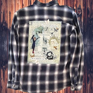 Adult MD Vintage Upcycled Flannel  Distressed “Stevie”