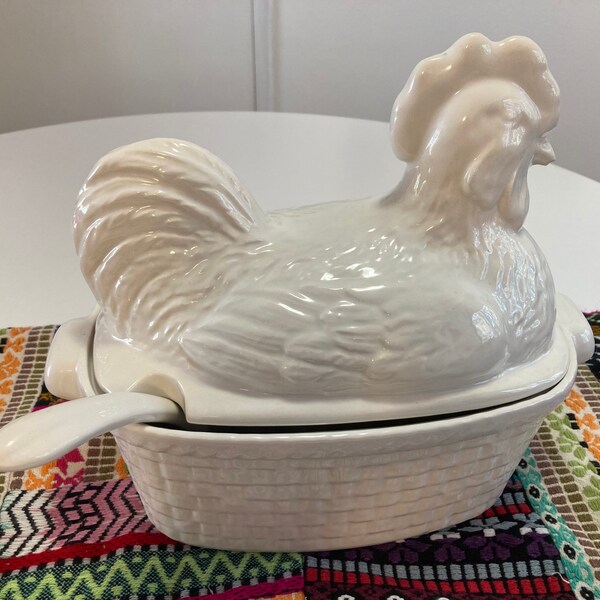 California Pottery Chicken Soup Tureen Etsy