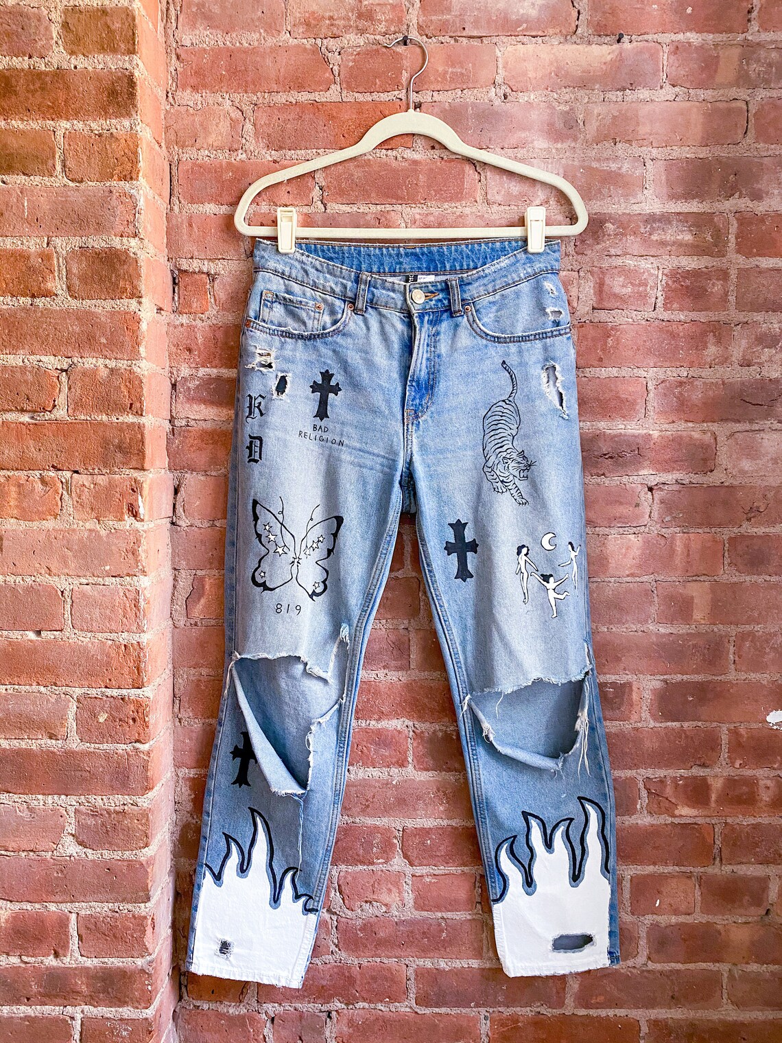 Hand Painted Custom Jeans | Etsy