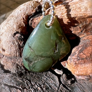 Big Sur Jade (Olive) Pendant Set in Sterling Silver 1 x .75&quot;