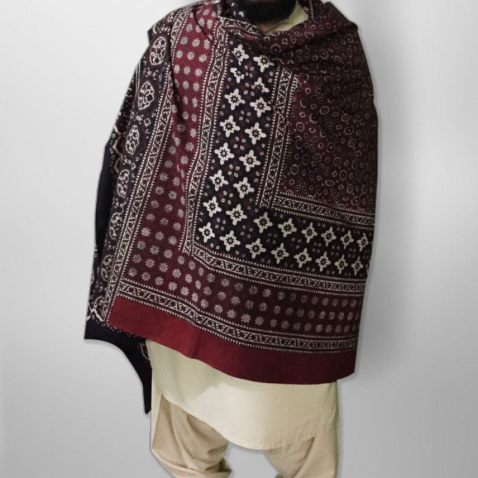 ajrak shawl handmade