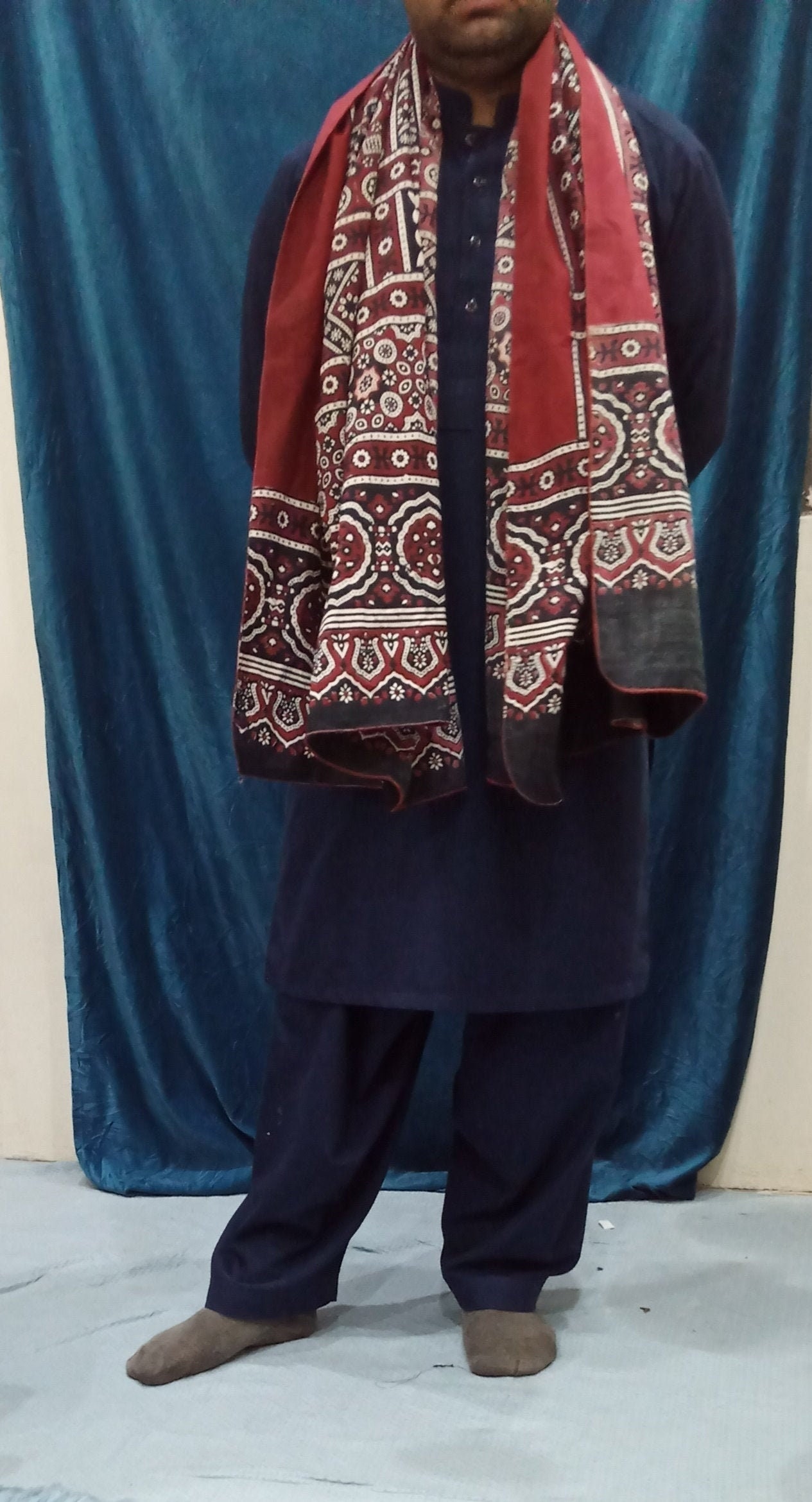 Handmade sindhi ajrak shawl for men and women from pakistan Etsy