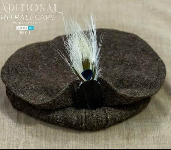 Afghan Pakul Chitrali Cap With Feather 