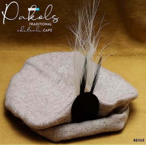 Afghan Pakul Chitrali Cap With Feather 