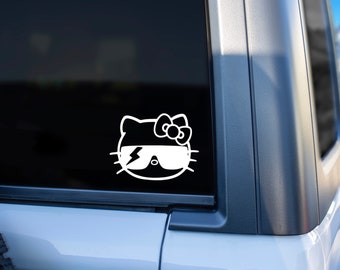 Cool Kitty Vinyl Decal | Kawaii Kitty Decal | Vinyl Bumper Sticker | Laptop stickers | Custom made stickers, personalized decals, girly car