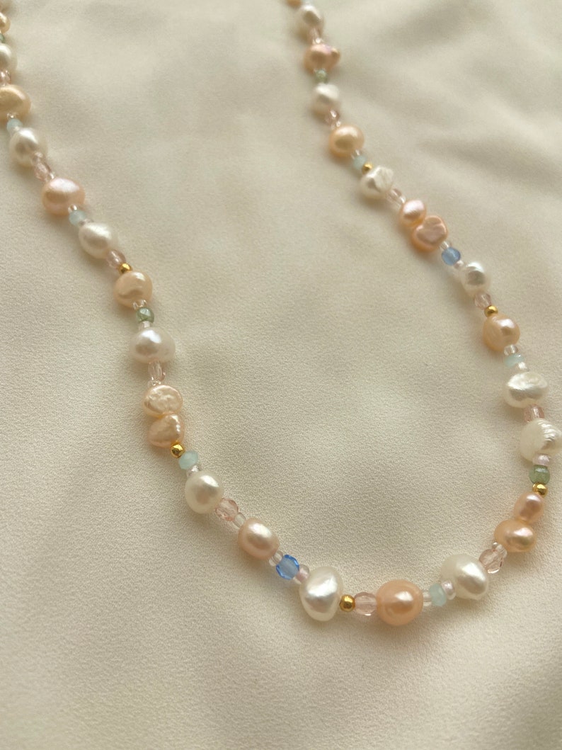Freshwater Pearl Necklace, Genuine Pearl Necklace, Dainty Pearl Necklace, Pearl Beaded Necklace, Gold Pearl Necklace, Baroque Pearl Necklace image 3