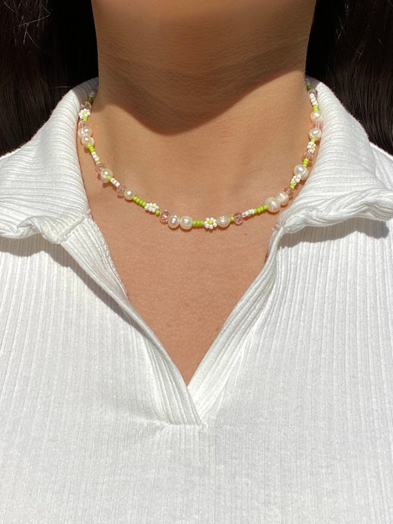 Beaded Pearl Necklace Daisy Pearl 