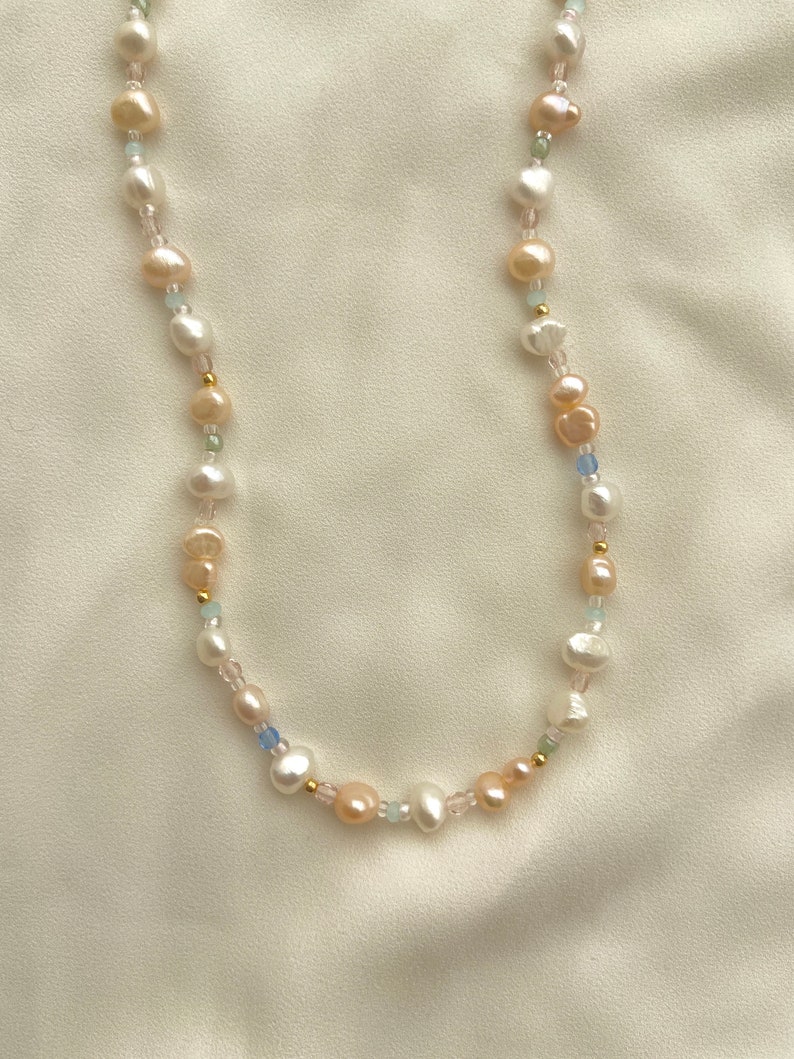 Freshwater Pearl Necklace, Genuine Pearl Necklace, Dainty Pearl Necklace, Pearl Beaded Necklace, Gold Pearl Necklace, Baroque Pearl Necklace image 2