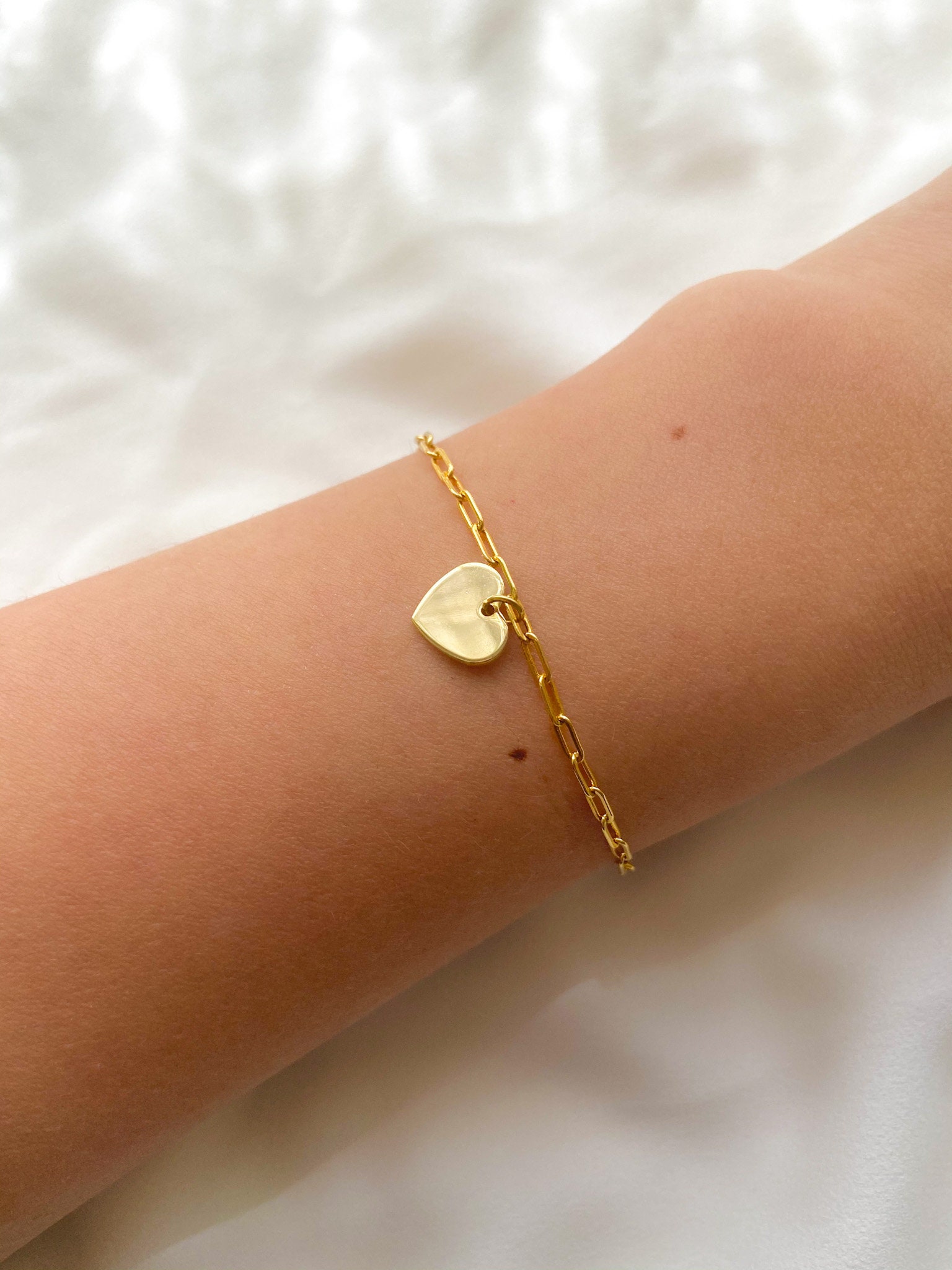 Gold Plated Heart Charm Bracelet 24k Gold Plated Bracelet Etsy