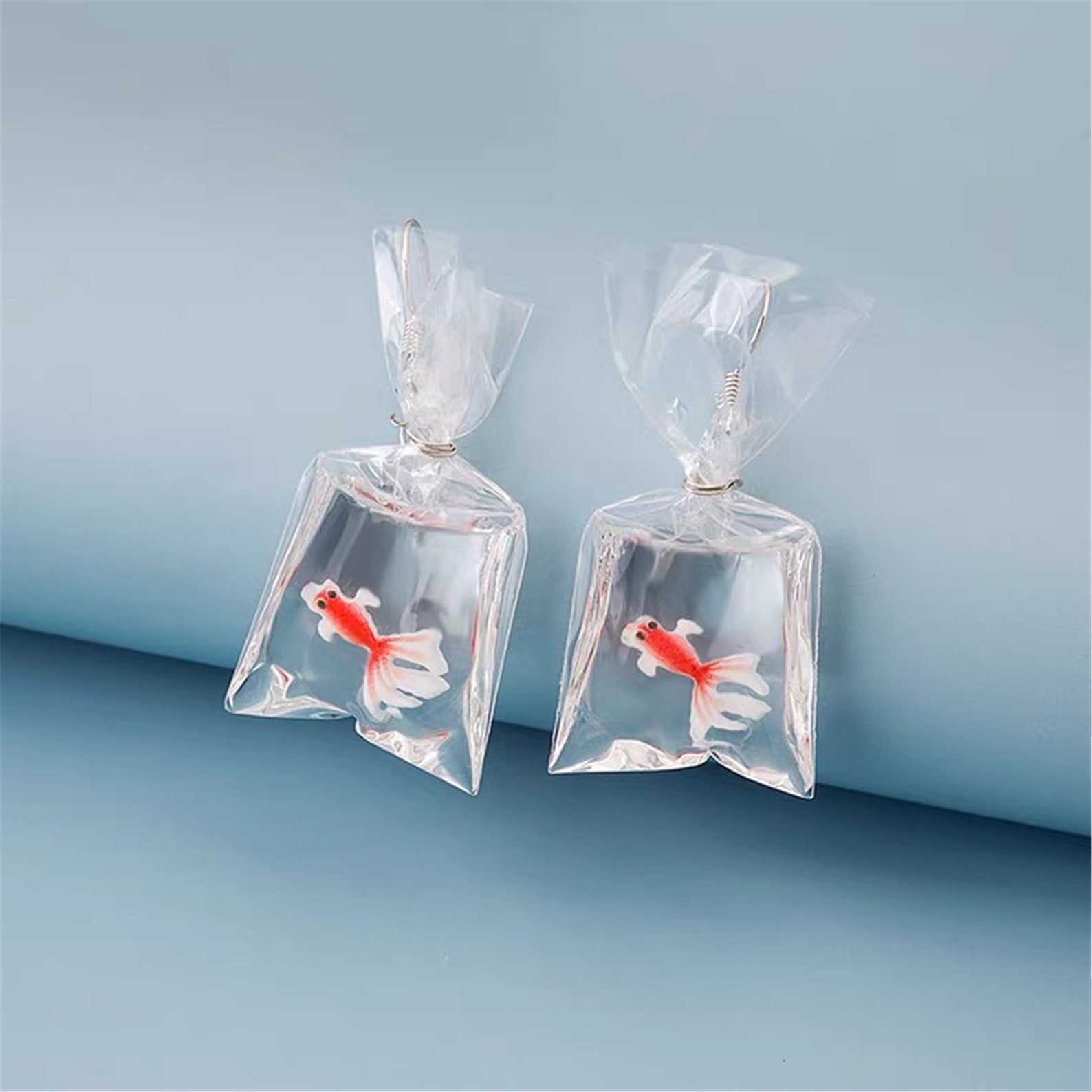 Goldfish Koi Fish in Bag Resin Keychain goldfish earrings Etsy