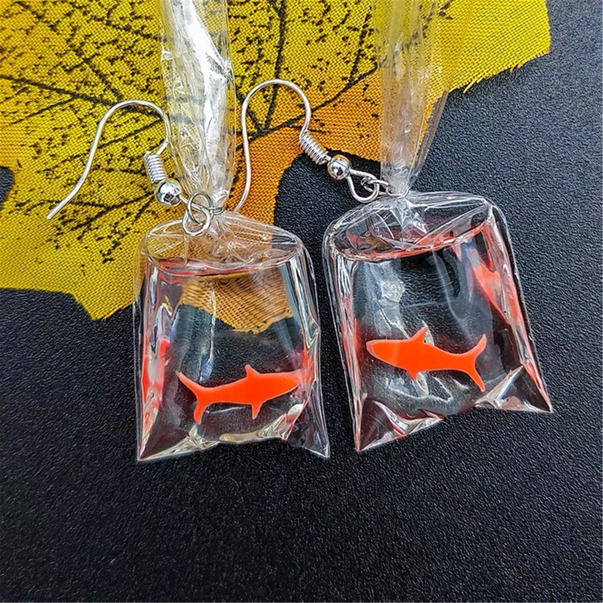 Goldfish Koi Fish in Bag Resin Keychain goldfish earrings Etsy