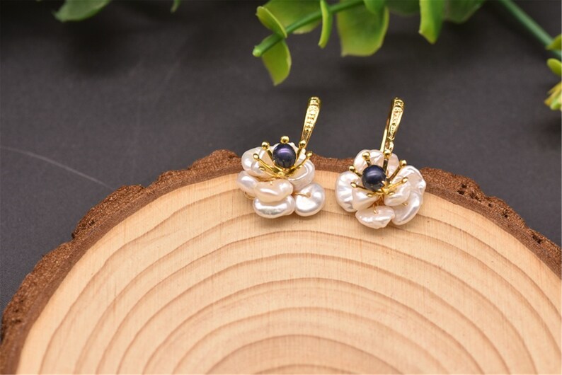 Pearl jewelry 925 silver earrings Natural pearl earrings Baroque Button Pearl Earrings earring jewelry handmade earrings