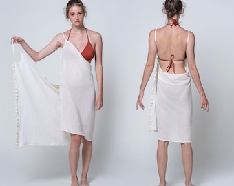 Kimono de algodón orgánico sin mangas estilo boho