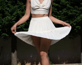 Minifalda de algodón orgánico: Moda boho artesanal para festivales