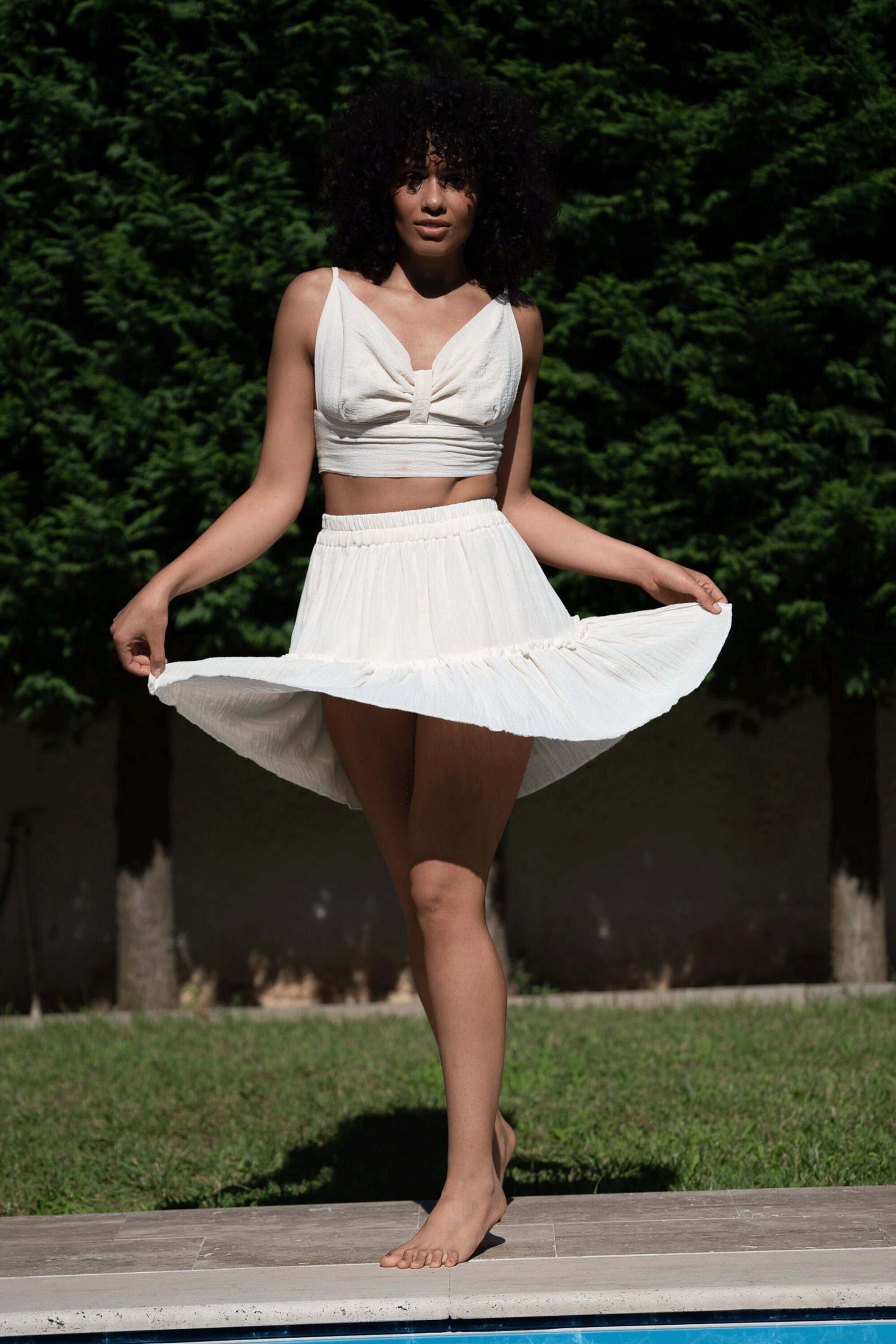 Handmade Organic Cotton Boho Two Piece Set | Bustier & Mini Skirt