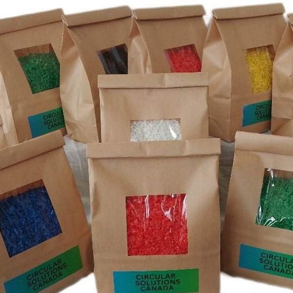 Recycled Plastic, HDPE, Plastic flakes, Plastic Granules, 1 lb bag, Repurposed consumer plastics, Circular economy, Eco Friendly