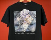 Vintage 90s Earth Air Fire Water Dream Catcher Black T-Shirt Native American Magic Single Stitch Anvil Size XL Cotton Tee
