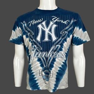 New York Yankees MLB Baseball Short Sleeve Lee Sports Tie Dye Cotton T Shirt Pre-Owned 22&quot; x 25.5&quot; Size L