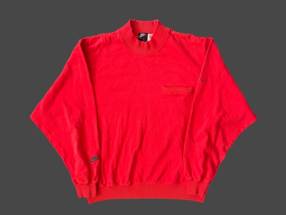 Air Jordan, Vintage 90s Nike Air Jordan Jumpman Michael Jordan Cotton Red Pullover Mock Neck Sweatshirt Pre-Owned 22.5" x 25" Size L