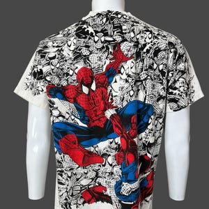 Vintage 1995 Marvel Comic Images Spider-Man Scarlet Spider All Over Print AOP White T Shirt Pre-Owned 23.5" x 27.5" Size XL image 2