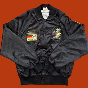 Vintage 90s The Rats Hole Daytona Beach Biker Motorcycle Womens Patch Nylon Acetate Snap Jacket Pre-Owned 20.5" x 26.5" Size M